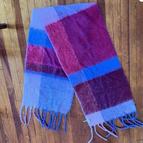 Free People Purple Plaid Oversized Cozy Blanket Scarf - Picture 2 of 7